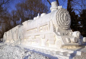 Train Snow Sculpture