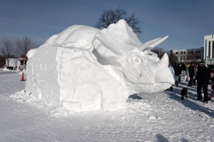 Triceratops Snow Sculpture