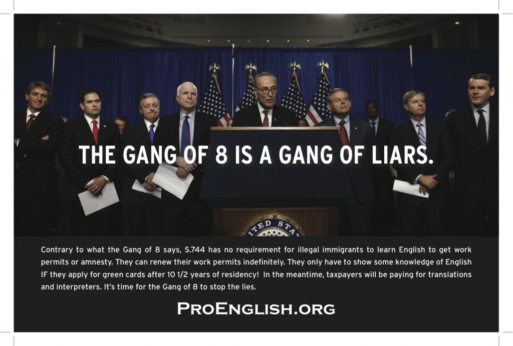 Advertisement by Pro English group appears in Capitol Hill newspaper Roll Call.